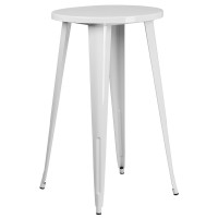 Flash Furniture CH-51080-40-WH-GG 24'' Round Metal Indoor-Outdoor Bar Height Table in White